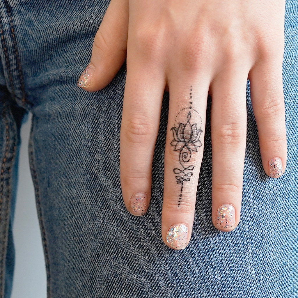 Unalome Lotus (Set of 2) - Small Unalome Tattoo / Lotus Tattoo / Unal…