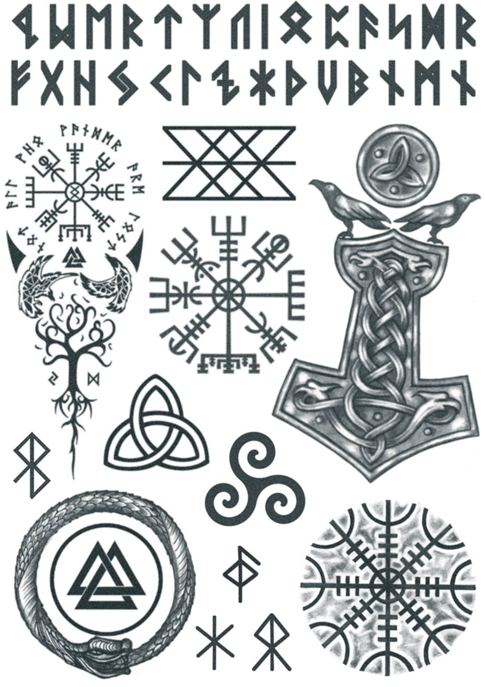 Viking Tattoo Set 2 Norse Tattoos / Viking Temporary Tattoo Etsy