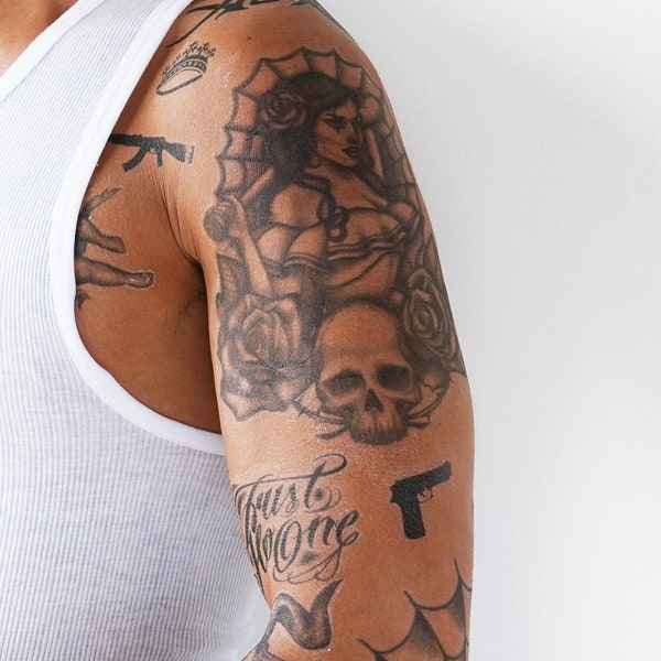 Killer Chola - Gangster Tattoo / Chola Tattoo / Mexican Mafia Tattoo / Mara Salvatrucha Tattoo / Large Tattoo / Hood Tattoo / Gangsta Chola