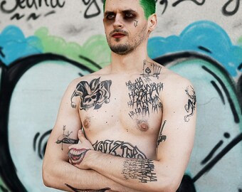 The Joker Tattoos Full Set Joker Temporary Tattoo Set Etsy