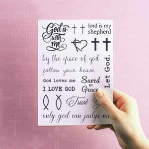 Gods Child Tattoo Set (Set of 17) - Gods Grace Temporary Tattoos / Gratefulness Tattoos / God is Great / Religious Tattoo / Faith Tattoos
