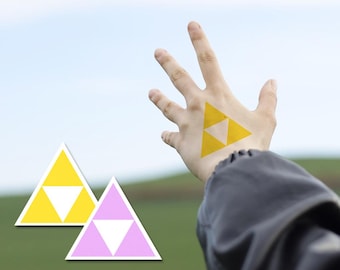 3 Triangles Symbol Tattoo (Set of 2) - Triangles Temporary Tattoos / Halloween Costume Triangle Power Symbol Tattoo