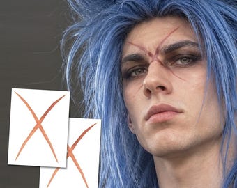 Cosplay Face Mark Tattoo (Set of 2) - Video Game Costume Temporary Tattoo