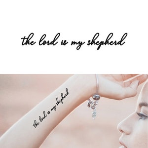 The Lord Is My Shepherd (Set of 2) - Temporary Tattoo / Lord Is My Shepherd Temporary Tattoo / Christian Temporary Tattoo / Lord Tattoo