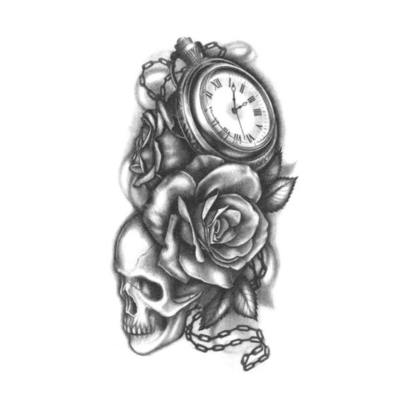 Life is Short Skull Roses Tattoo / Skull Clock Tattoo / Life - Etsy Sweden Life is Short Skull Roses Tattoo / Skull Clock Tattoo / Life - Etsy Sweden