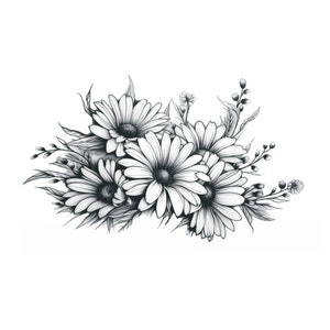 Sunflowers Bouquet Tattoo - Sunflower Temporary Tattoo / Flower Bouquet Tattoo / Floral Tattoo / Sunflowers Temp Tattoo / Tattoos for Women