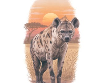 Hyena Tattoo - Realistic Hyena Temporary Tattoo / Hyena Sunset Savanna / Wild Animal Tattoo / Forearm Tattoos / Cool Large Hyena Tattoo