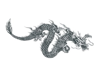 Oriental Dragon - Dragon Temporary Tattoo / Chinese Dragon Tattoo / Chinese Zodiac Tattoo / Jade Dragon Tattoo / Asian Dragon Tattoo / Snake