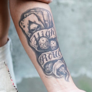 High Roller Tattoo - Cholo Temporary Tattoo / Chicano Tattoo / Mexican Tattoo / Gangster Tattoo / Gambler Tattoo / Gambling Tattoo / Rich