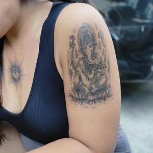 Ganesha Tattoo - Ganesha Temporary Tattoo / Hindu God Tattoo / Deity Tattoo / Indian Tattoo / Ganesha God Tattoo / Elephant Tattoo / Kalash