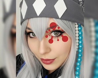 Tatuaje temporal de ojo rojo con cara de demonio - Tatuajes temporales de disfraces de anime / Tatuaje temporal de ojo con marca de demonio