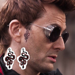 Crowley Snake Temporary Tattoo (Set of 2) - Good Omens Tattoo / Good Omens Crowley Snake Tattoo / Demon Crowley Tattoo /Snake Tattoo Cosplay