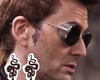 Crowley Snake Temporary Tattoo (Set of 2) - Good Omens Tattoo / Good Omens Crowley Snake Tattoo / Demon Crowley Tattoo /Snake Tattoo Cosplay