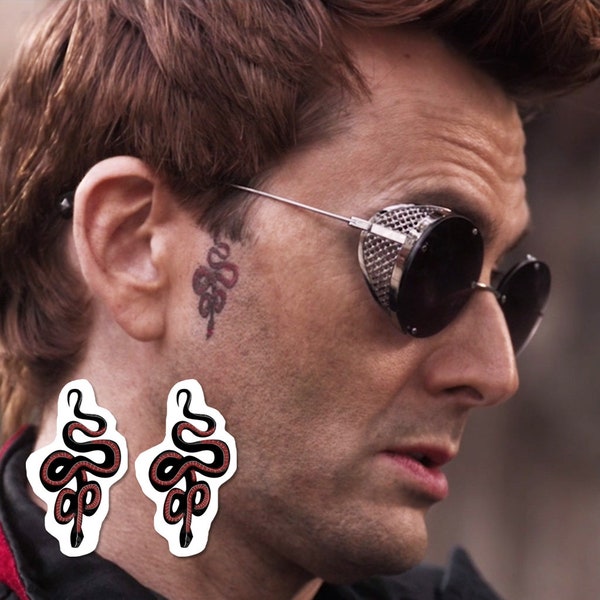 Crowley Snake Temporary Tattoo (Set of 2) - Good Omens Tattoo / Good Omens Crowley Snake Tattoo / Demon Crowley Tattoo /Snake Tattoo Cosplay