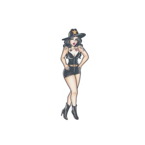 Pinup Sheriff Tattoo - Sheriff Temporary Tattoo / Pinup Girl Tattoo / Police Officer Traditional Tattoo / Traditional Pinup Woman Tattoo