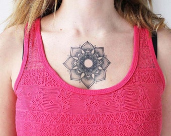 Mandala Flower - Temporary Tattoo / Mandala Tattoo / Flower Mandala / Geometric Tattoo/ India Tattoo/ Mandala Temporary Tattoo/ Mandala Back