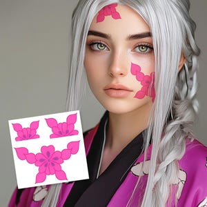 Demon Face Tattoo - Anime Cosplay Costume Demon Tattoo / Halloween Costume Anime / Woman Cosplay Demon Anime / Cool Costume Ideas for Women