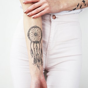 Bohemian Dreamcatcher - Dreamcatcher Tattoo / Boho Dreamcatcher / Dreamcatcher Festival Tattoo / Dreamcatcher Feather / Boho Dreamcatcher