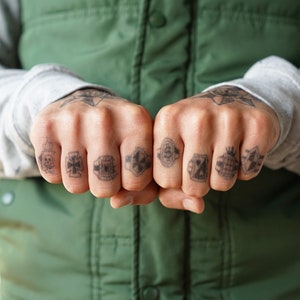 Russian Finger Tattoos (set of 10) - Russian Prison Finger Tattoo ...