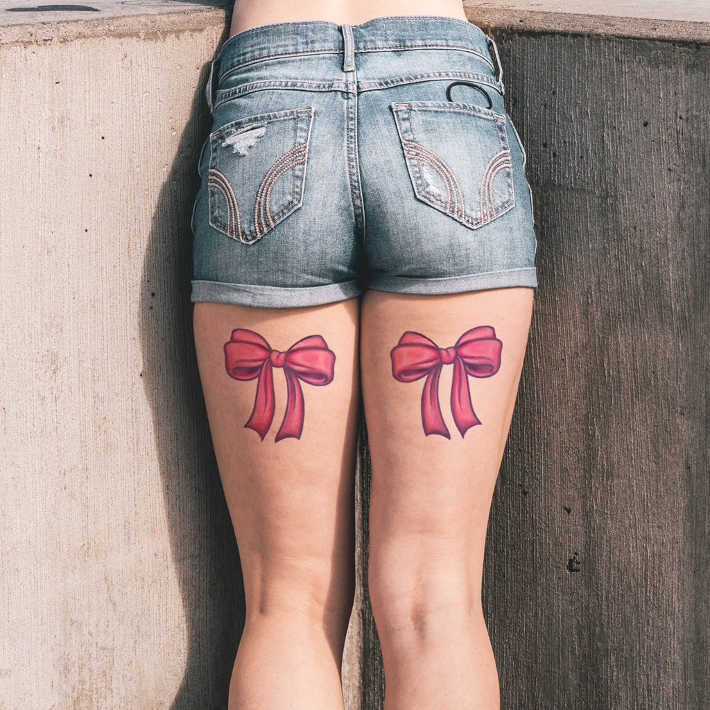 Red Bow Tie Temporary Tattoo Set (2 tattoos) – TattooIcon