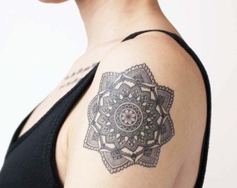 Mandala Temporary Tattoo Ornament - Temporary Tattoo / Mandala Tattoo / Indian / Geometric Tattoo / Realistic Tattoo / Girl Tattoo / Tattoo