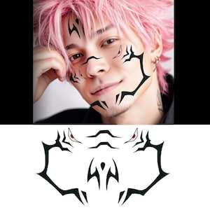 Anime Face Temporary Tattoo Set / Halloween Costume / Cosplay Tattoo / Halloween Tattoo / Demon Costume Cosplay