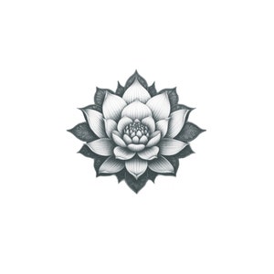 Classic Lotus Flower - Lotus Temporary Tattoo / Black and White Lotus Tattoo / Mandala Lotus Tattoo / Beautiful Lotus Flower Tattoo /Mandala