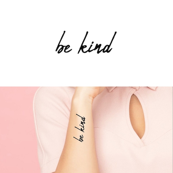 Be Kind (Set of 2) - Be Kind Temporary Tattoo / Inspiration Temporary Tattoo / Kindness Tattoo / Good Vibes Tattoo / Word Tattoo / Script