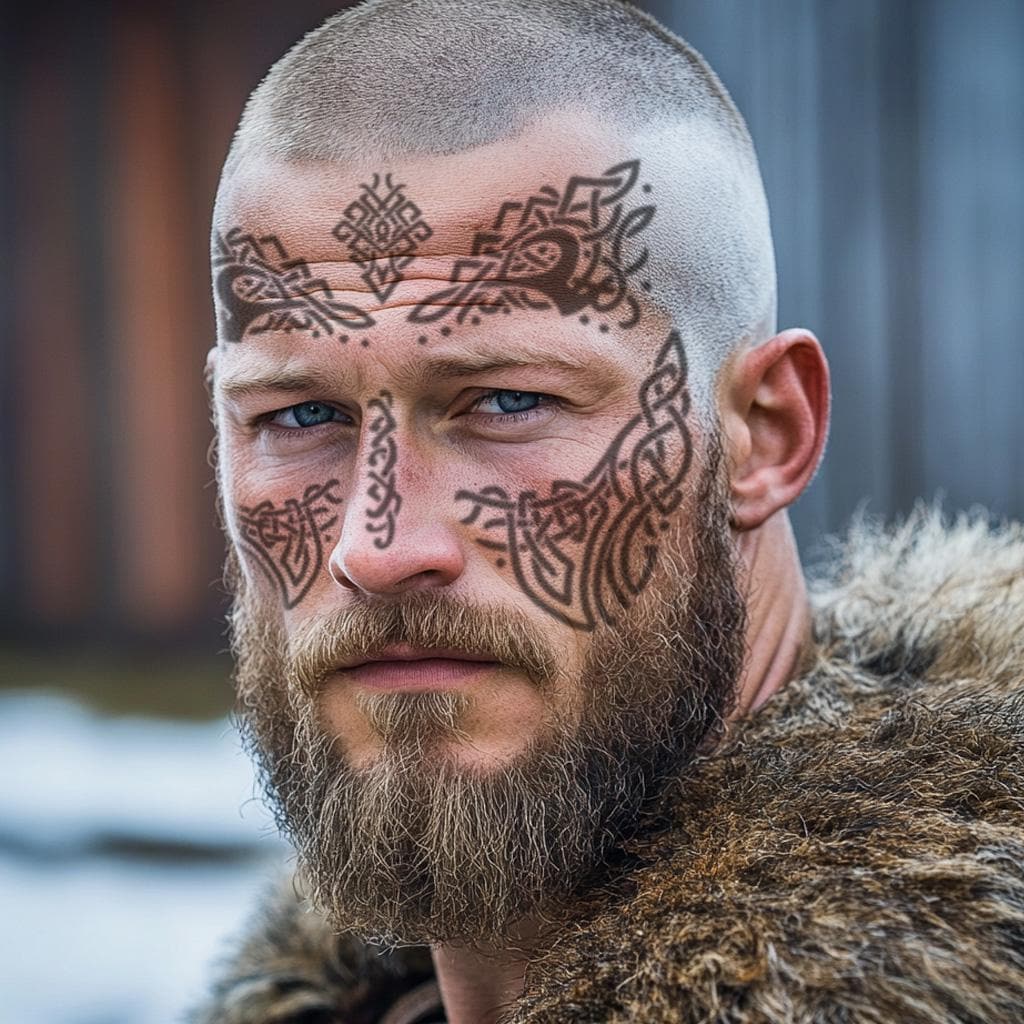 Viking Berserker Face Tattoos SET - Viking Costume / Viking Face Temporary Tattoos / Ren Festival Costume / Viking Tattoos / Norse Tattoos