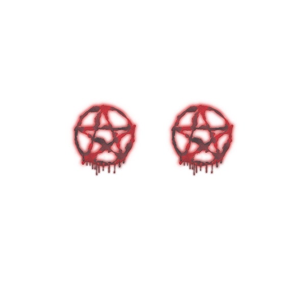 Bloody Pentagrams (Set of 2) - Bloody Pentagram Temporary Tattoo / Pentagram Tattoo / Halloween Tattoo / Pentacle Tattoo / Scary Costume