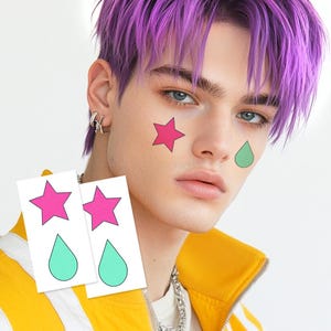 Tear & Star Temporary Tattoo (Set of 2) - Anime Cosplay Tattoos / Cosplay Temporary Tattoos / Phantom  Tattoo / Halloween / Cosplayer Star