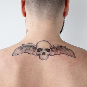 Winged Skull - Temporary Tattoo / Skull Tattoo / Fake Tattoo / Realistic Tattoo / Skull Wings Tattoo / Back Tattoo /Skull with Wings Tattoo