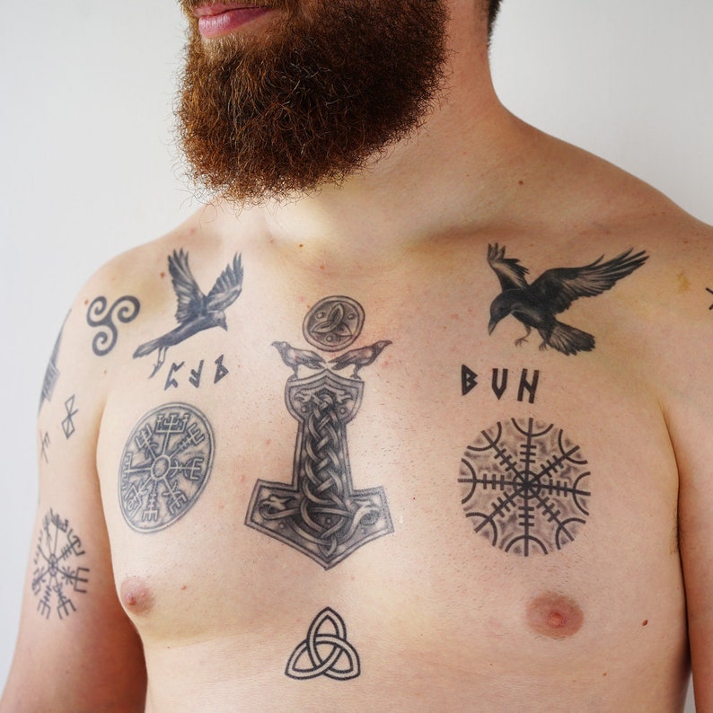 Viking Tattoo Set 2 Norse Tattoos / Viking Temporary Tattoo Etsy Israel