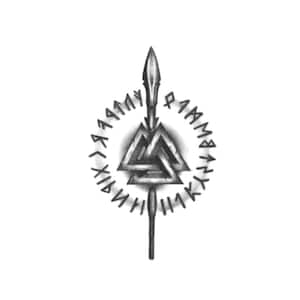 Gungnir Tattoo - Spear of Odin Tattoo / Gungnir Temporary Tattoo / Valknut Temporary Tattoo / Odin&#39;s Spear Tattoo / Viking Tattoo / Runes