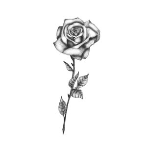 Delicate B&W Rose - Temporary Tattoo / Rose Temporary Tattoo / Black Rose Tattoo /Realistic Rose Tattoo /Black and White Rose Tattoo/ Floral