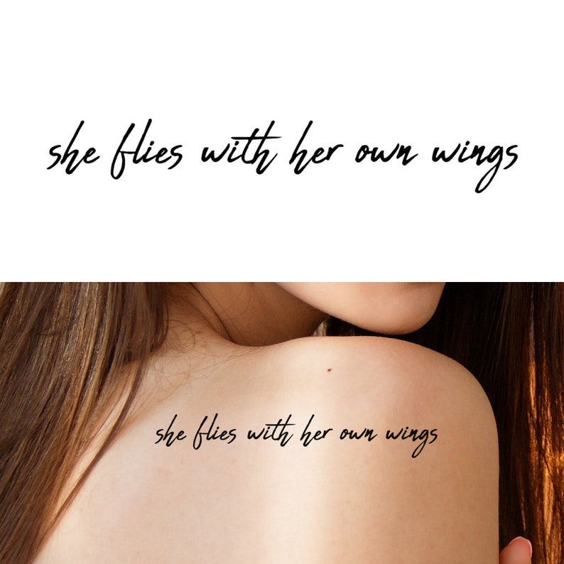 She Flies With Her Own Wings set of 2 Quote Temporary Etsy