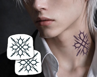 Vampire Symbol Tattoo (Set of 2) - Vampire Neck Mark Temporary Tattoo / Cosplay Hunter Seal Temporary Tattoo / Manga Anime Halloween Costume