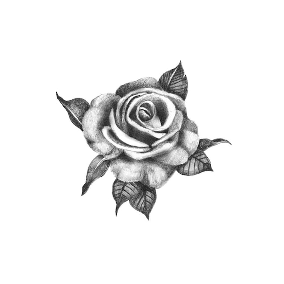 Pretty Rose Temporary Tattoo Rose Temporary Tattoo Black Rose Tattoo Realistic Rose Tattoo Floral Temporary Tattoo Fake Tattoo