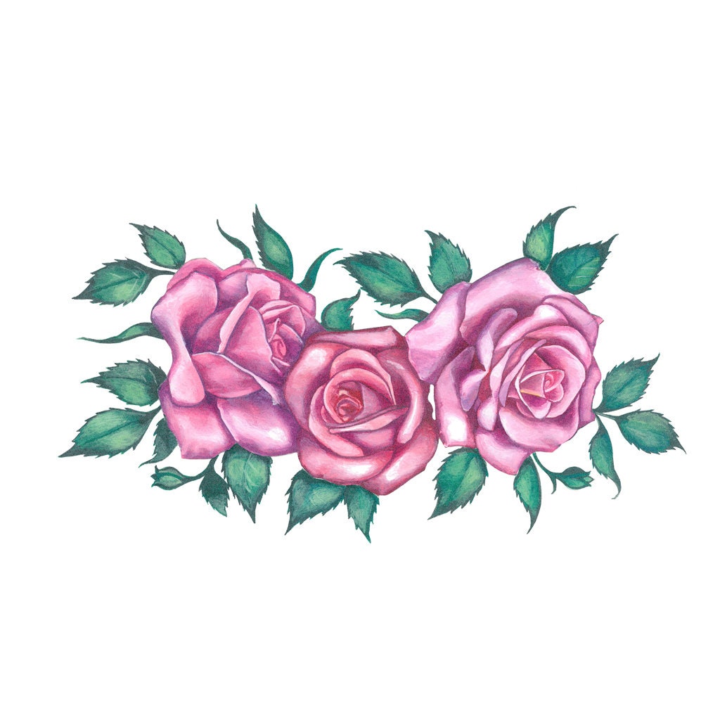 Large Colorful Roses - Rose Sleeve Temporary Tattoo / Three Roses Tattoo /  Rose Temporary Tattoo / Pink Roses Tattoo /beautiful Rose Tattoo - Etsy  Finland, image size:1024x1024