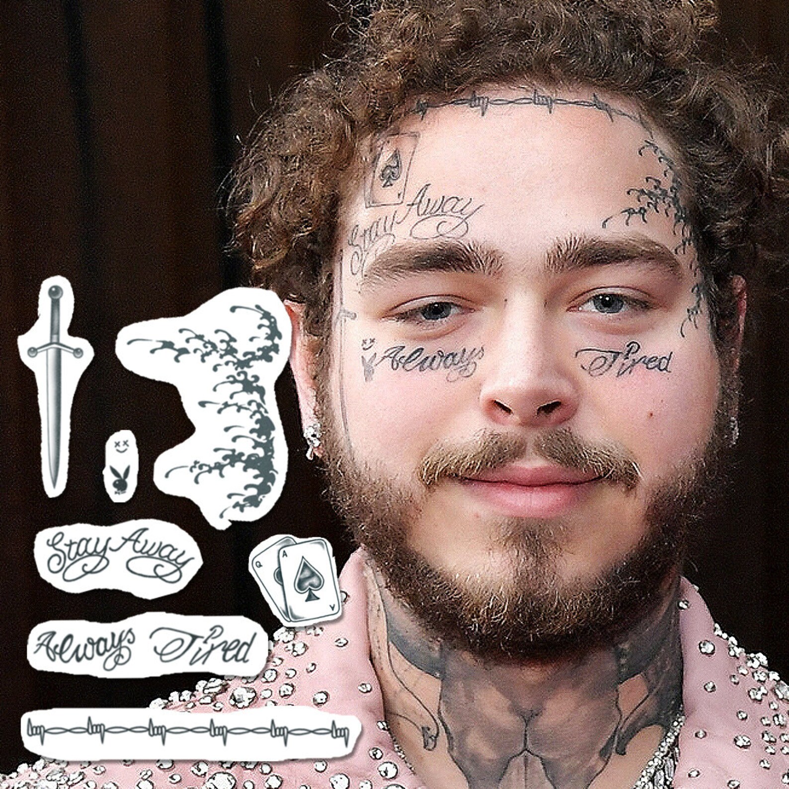 Post Malone Temporary Tattoo Set Tattoos Post Malone Art Etsy