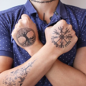 Vegvisir Symbol Tattoo - Vegvisir Temporary Tattoo / Norse Tattoo / Vigvisir Temporary Tattoo / Viking Tattoo / Runic Tattoo / Mythology