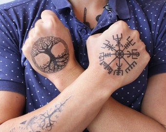 tatuaggio simbolo vegvisir - tatuaggio temporaneo vegvisir / tatuaggio norreno / tatuaggio temporaneo vigvisir / tatuaggio vichingo / tatuaggio runico / mitologia