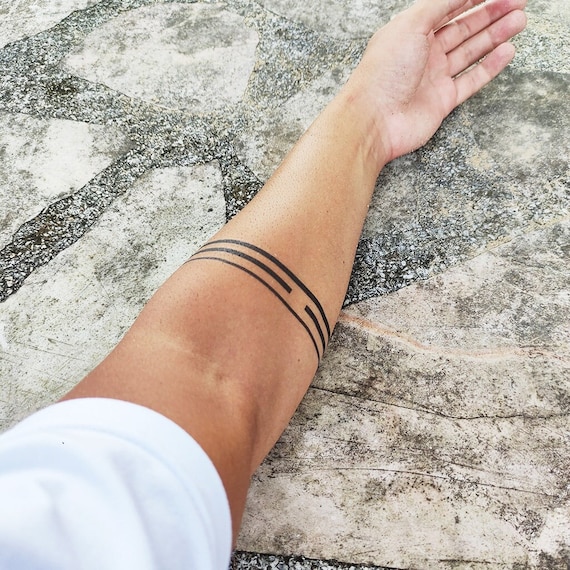 Minimalist Armband Tattoo Armband Temporary Tattoo / Solid Lines
