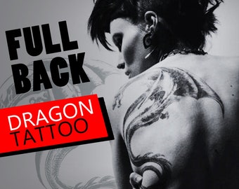 Lisbeth Salander Dragon Tattoo - tatouage temporaire fille Dragon / tatouage de costume / tatouage de costume d'Halloween de dragon / tatouage de dragon arrière complet