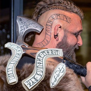Floki Inspired Temporary Tattoos - Floki Viking Head Tattoos / Viking Costume / Floki Head Pattern Tattoos / Floki Halloween Cosplay Tattoo