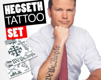 Pete Hegseth Temporary Tattoos FULL SET - Pete Hegseth Cosplay Halloween Costume