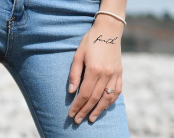 Faith (Set of 2) - Temporary Tattoo / Faith Temporary Tattoo / Script Temporary Tattoo / Text Temporary Tattoo/ Word Temporary Tattoo/ Faith