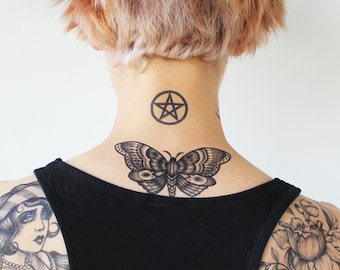 Blackwork Butterfly - Blackwork Temporary Tattoo / Butterfly Temporary Tattoo / Traditional Butterfly Tattoo / Vintage Butterfly Tattoo