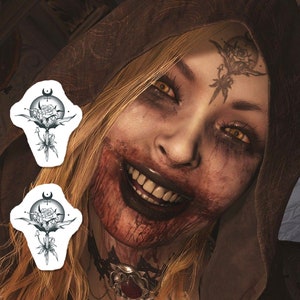 Bela, Cassandra, Daniela Tattoo (2er Set) - Cassandra Bela Daniela Tattoo / Cosplay Tattoo / Stirn Tattoo / Halloween-Kostüm