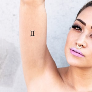 Gemini Temporary Tattoo (Set of 4) - Zodiac Temporary Tattoo / Zodiac Symbol Tattoo / Zodiac Sign Tattoo / Gemini Tattoo /Gemini Sign Tattoo